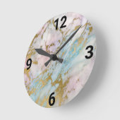 Abstracte, roze, blauwe WALL-toets Ronde Klok (Hoek)