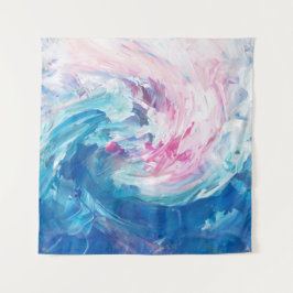 Abstracte roze blauwe wervelende kunstschilderij wandkleed