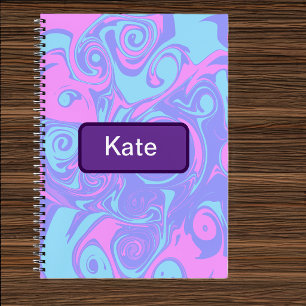 Abstracte roze blauwe wervelingen notitieboek