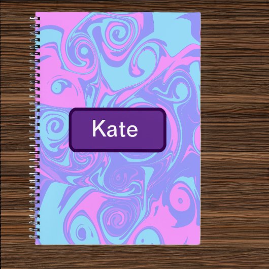 Abstracte roze blauwe wervelingen notitieboek