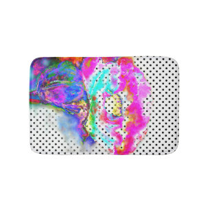 Abstracte roze blauwgroen bloemenpolka waterverf s badmat