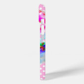 Abstracte roze blauwgroen bloemenpolka waterverf s Case-Mate iPhone case (Achterkant / Links)