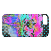Abstracte roze blauwgroen bloemenpolka waterverf s Case-Mate iPhone case (Achterkant (Horizontaal))