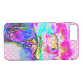 Abstracte roze blauwgroen bloemenpolka waterverf s Case-Mate iPhone case (Achterkant (Horizontaal))