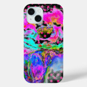 Abstracte roze blauwgroen waterverf bloemenpolka s Case-Mate iPhone case (Achterkant)