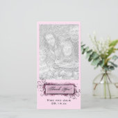 Abstracte roze bloem dank u bedankkaart (Staand voorkant)