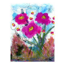 Abstracte Roze Bloemen Bloemschilderij Botanische