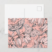 Abstracte roze bloemen en bugs briefkaart (Voorkant / Achterkant)
