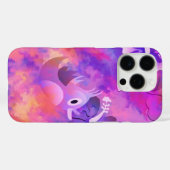 Abstracte roze bloemen en vogelkunst Case-Mate iPhone case (Achterkant (horizontaal))