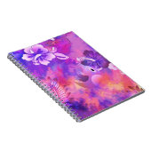 Abstracte roze bloemen en vogelkunst notitieboek (Rechterzijde)