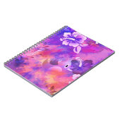 Abstracte roze bloemen en vogelkunst notitieboek (Linkerzijde)