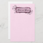 Abstracte Roze Bloemen Huwelijk Briefpapier (Voorkant / Achterkant)