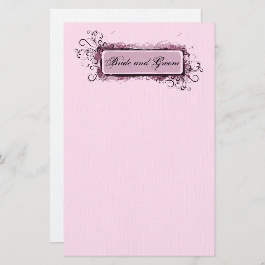 Abstracte Roze Bloemen Huwelijk Briefpapier (Voorkant / Achterkant)