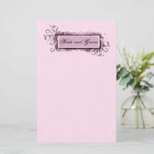 Abstracte Roze Bloemen Huwelijk Briefpapier (Staand voorkant)