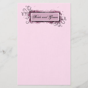 Abstracte Roze Bloemen Huwelijk Briefpapier