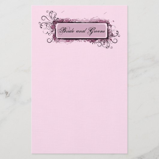 Abstracte Roze Bloemen Huwelijk Briefpapier (Voorkant)
