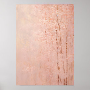 Abstracte roze bloesembomen poster
