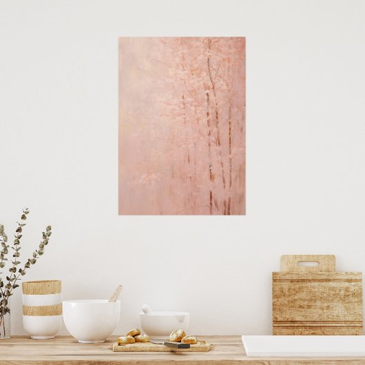 Abstracte roze bloesembomen poster (Keuken)