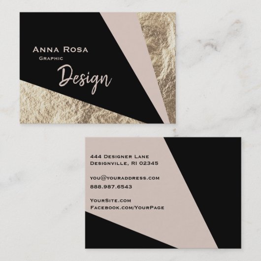 *~* Abstracte Roze Blush Gold Foil geometrisch Visitekaartje (Voorkant / Achterkant)