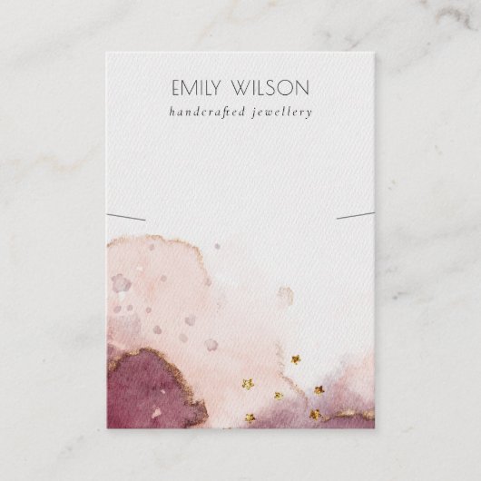 Abstracte Roze Blush Waterverf Ketting Display Visitekaartje (Voorkant)