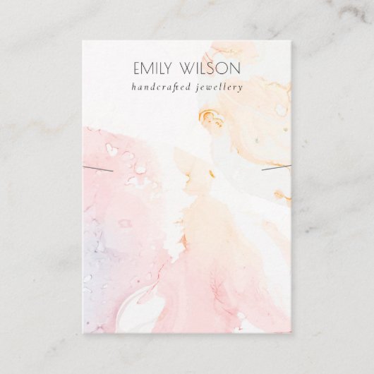 Abstracte Roze Blush Waterverf Ketting Display Visitekaartje (Voorkant)