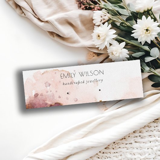 Abstracte Roze Blush Waterverf Oorbel Display Mini Visitekaartje
