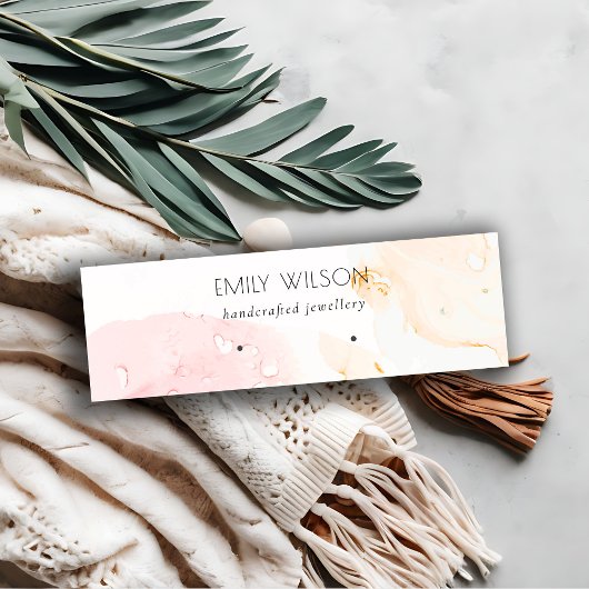 Abstracte Roze Blush Waterverf Oorbel Display Mini Visitekaartje