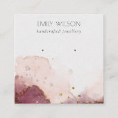 Abstracte Roze Blush Waterverf Oorbel Display Vierkante Visitekaartje (Voorkant)