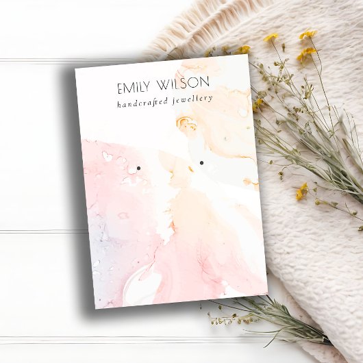 Abstracte Roze Blush Waterverf Oorbel Display Visitekaartje