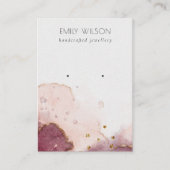 Abstracte Roze Blush Waterverf Oorbel Display Visitekaartje (Voorkant)