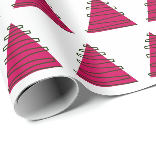 Abstracte roze bomen op wit cadeaupapier (Rol Hoek)