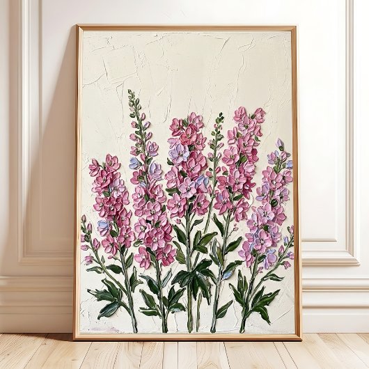 Abstracte Roze Delphinium Muurkunst Canvasprint Poster