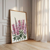 Abstracte Roze Delphinium Muurkunst Canvasprint Poster