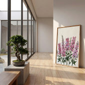 Abstracte Roze Delphinium Muurkunst Canvasprint Poster