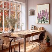 Abstracte Roze Delphinium Muurkunst Canvasprint Poster