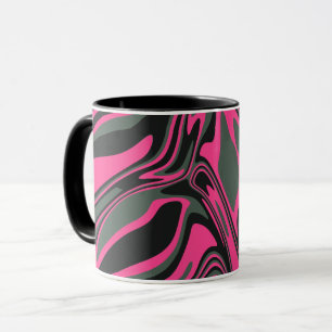 Abstracte Roze, donkergroen, & Black Swirl Art Mok