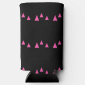 Abstracte roze driehoeken op zwart seltzer blikjeskoeler (Voorkant)