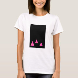 Abstracte roze driehoeken op zwart t-shirt