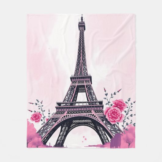 Abstracte Roze Eiffeltoren Kunst Fleece Deken (Voorkant)