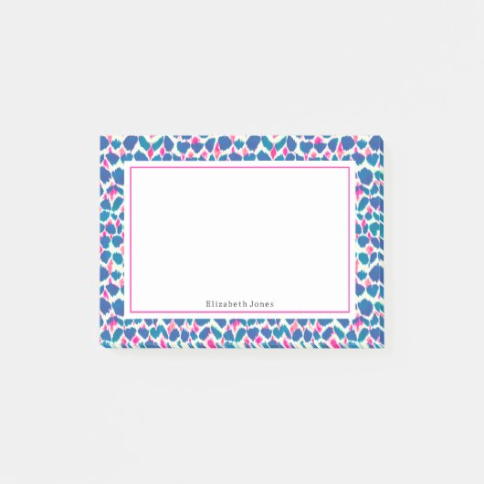 Abstracte roze en blauwe Boho-Stippen Post-it® Notes (Voorkant)