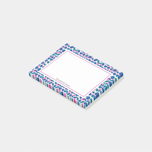 Abstracte roze en blauwe Boho-Stippen Post-it® Notes (Schuin)