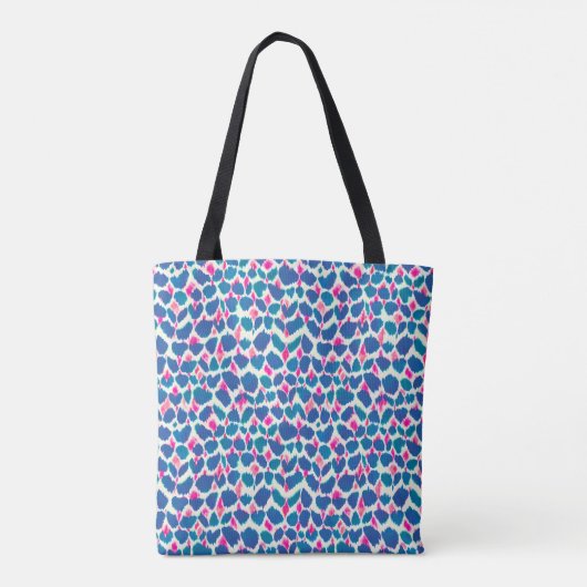 Abstracte roze en blauwe Boho Stippen Tote Bag (Achterkant)