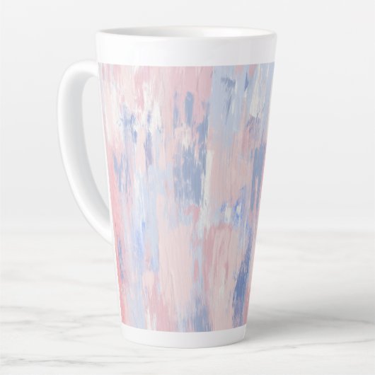 Abstracte Roze en Blauwe Verfstreken Latte Mok (Linkerhoek)
