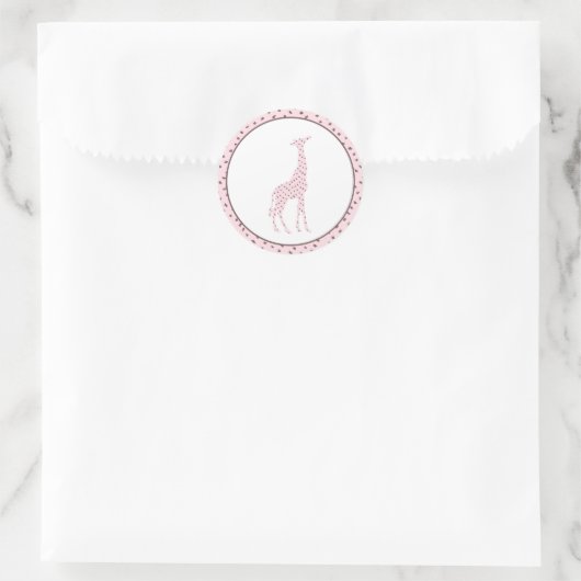 Abstracte roze en bruine Giraffe Ronde Sticker (Tas)