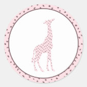 Abstracte roze en bruine Giraffe Ronde Sticker (Voorkant)