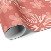 Abstracte roze en gele floralen afspelen cadeaupapier (Rol Hoek)