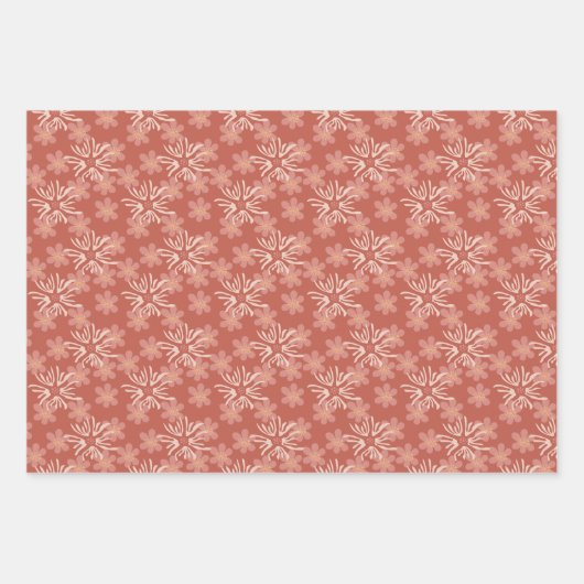 Abstracte roze en gele floralen afspelen inpakpapier vel (Voorkant 3)