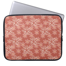 Abstracte roze en gele floralen afspelen laptop sleeve