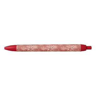 Abstracte roze en gele floralen afspelen zwarte inkt pen