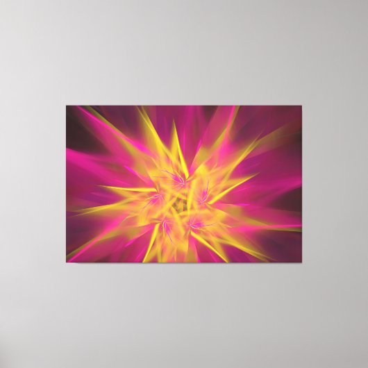 Abstracte roze en gele macrofractale bloemen canvas afdruk (Voorkant)